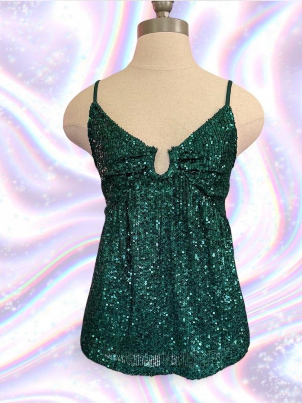 love on a hanger Emerald Green Sequin Spaghetti-Strap Camisole